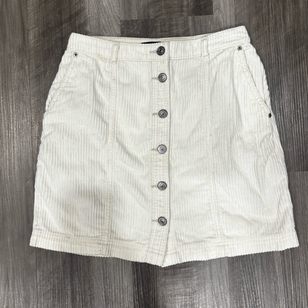 Abercrombie & Fitch Cream Button-Front Mini Skirt